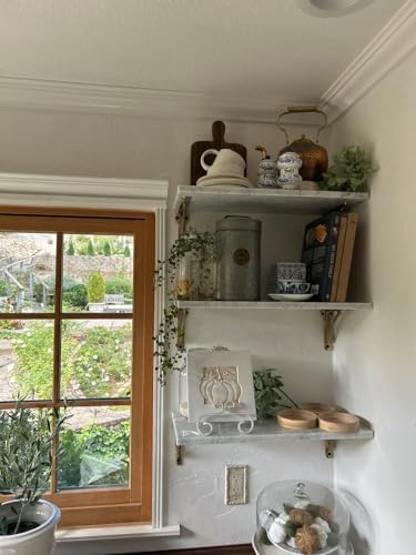 STYLENT Decor Decorative Brass Shelf Bracket, Heavy Duty and Antique Shelf Bracket for Shelving Modern L Shaped Design (