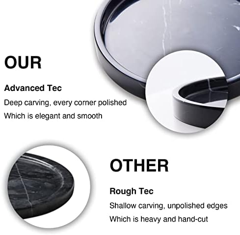 Italian 100% Marble Round Vanity Tray 10'', Decorative & Fruit Serving Trays for Bathroom, Kitchen, Nightstand, Jewelry 