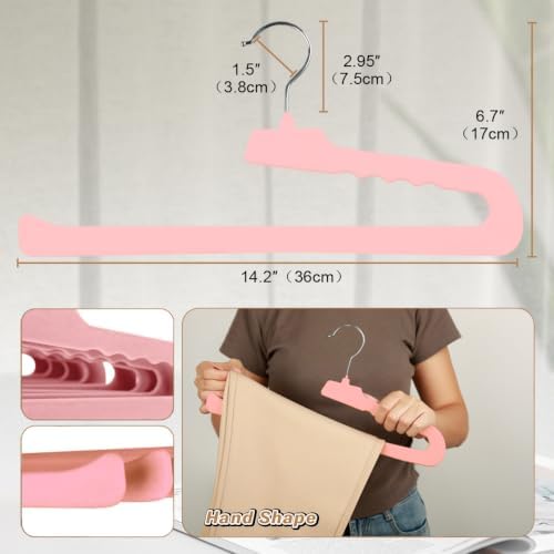 Velvet Pant Hangers Open End,16 Pack Non Slip Pink Felt Trouser Hangers