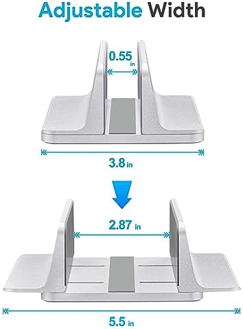 JARLINK Vertical Laptop Stand, Adjustable Aluminum Desktop Holder, Silver