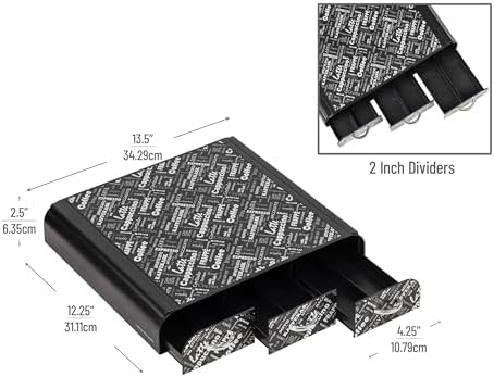 Mind Reader Single Serve Coffee Pod Organizer with 3 Drawers, 36 Pod Capacity, 12.25"L x 13.5"W x 2.5"H, Black Print