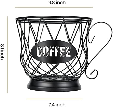 TreeLen Coffee Pod Holder, K Cup Organizer, Large Capacity K Cup Holder for 40 K Cups, K Pod Storage for Coffee Bar - Bl