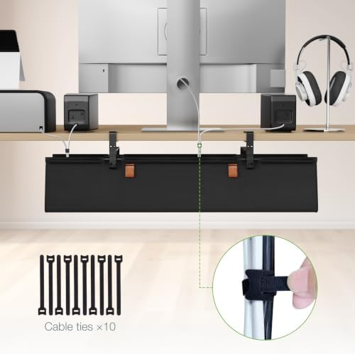 KEEGH No Drill Under Desk Cable Organizer, 30 inch Cord Management