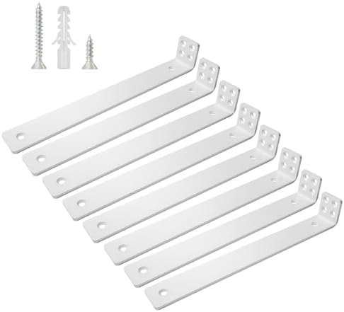 Shelf Brackets 12 inch, Heavy Duty Shelf Bracket 8 Pack L Brackets White Metal Wall Bracket for Shelves Support Bracket 