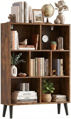 7 Cube Storage Organizer Shelf，Open Cube Bookshelf with Legs
