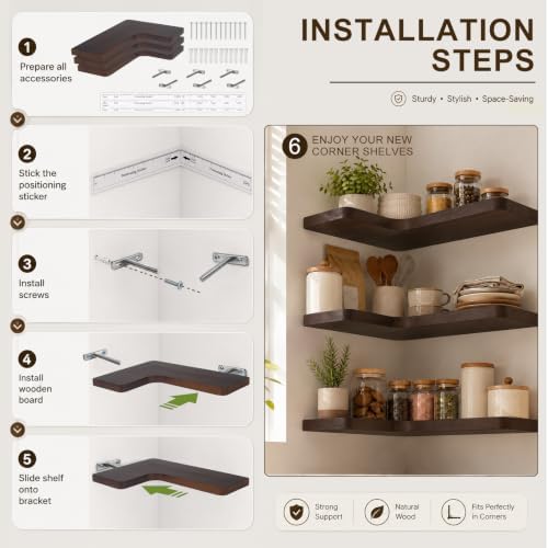 Floating Corner Shelves Solid Pinewood Wall Mounted Shelf