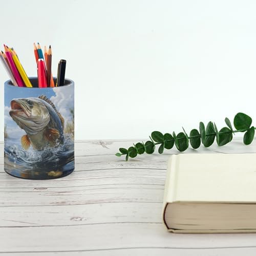 Bass Fish Pen Holder Pencil Cup for Desk Organizer
