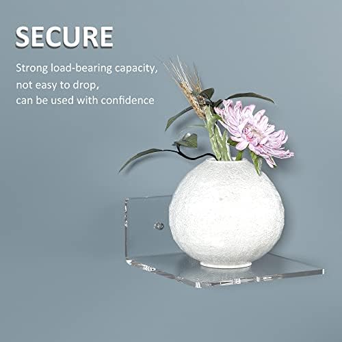 Sezanrpt 6 Inches Acrylic Small Wall Shelves 2 Pack, Floating Shelf for Wall Mounting, Acrylic Display Ledges for Funko Pop Figures, Home Décor, Living Room, Gaming Room, Plants(6 inch, Clear)