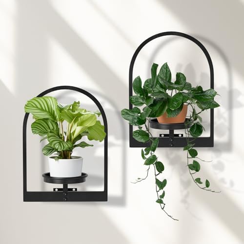 Plant Shelves for Wall Set of 2, Hanging Planter for Indoor Plant Stand Plants Wall Decor - Premium Metal Hanging Plant 