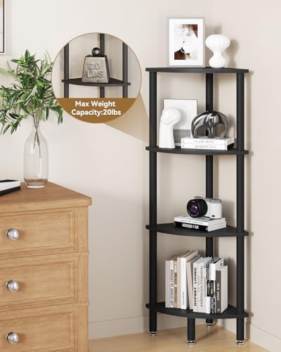 IBUYKE 4 Tier Corner Shelf Stand,Industrial Corner Display Rack WBC014B