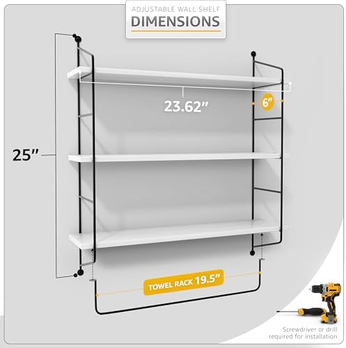 Sorbus 3-Tier Floating Shelves for Wall, Bathroom Storage & Decor (White)