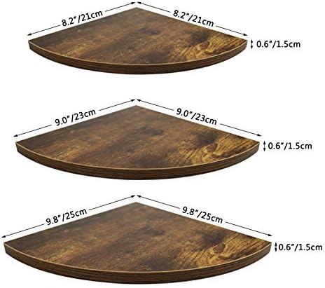 WIFTREY Wall Mount Floating Corner Shelves Set of 3, Hanging Rustic Wall Storage Corner Shelf for Bedroom, Living Room, 