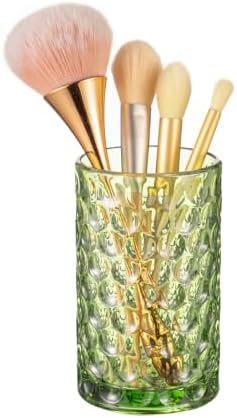 DASITON Glass Makeup Brush Holder, Bathroom Toothbrush Holders, Desk Pen Pencil Holder, Vintage Makeup Brush Cup, Multif