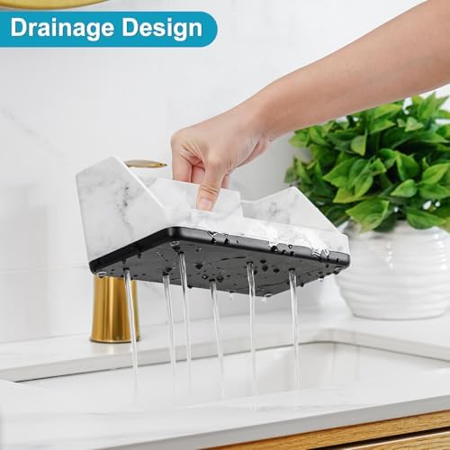 Bathroom Sink Organizer, Toothbrush Holder for Bathroom Counter, White