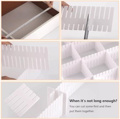 40Pcs Drawer Organizer Dividers 17"x2.8" Adjustable Storage Organizer Separator for Socks, Underwear, Makeup, Kitchen, D