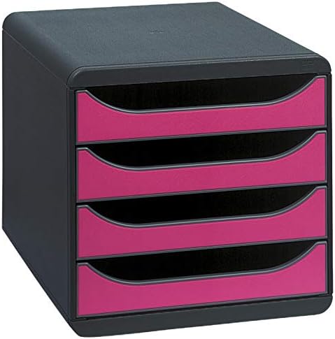 Exacompta Big-Box Iderama, 4 Drawers - Mouse Grey/Raspberry