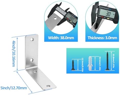 L Floating Shelf Brackets,4 Pack Heavy Duty L Brackets for Shelves, L 5" X H 4" Silver Metal Countertop Support Brackets