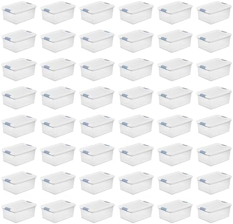 Sterilite Latching Box with Lids for Home and Office, 15 Quart, 48-Pack
