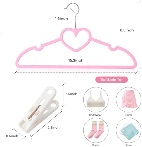Plastic Hangers 30 Pack - Non Slip Cute Heart Hanger（Colorful）