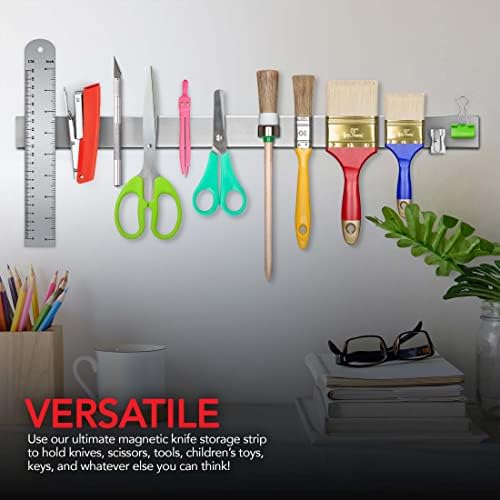 Modern Innovations Magnetic Knife Holder for Wall and Fridge - 24" Knife Magnetic Strip, Magnet Kitchen Knife Holder and