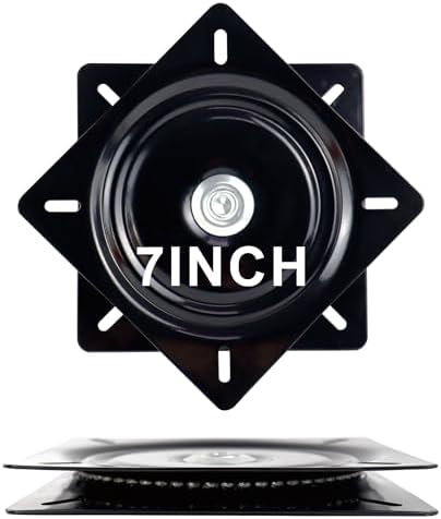 2 Pack 7 Inch Lazy Susans Turntable Bearings Swivel Zinc Plate, Black Square Susan Hardware, Heavy Duty Replacement Part