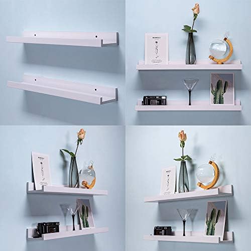 AZSKY 24 Inch Picture Ledge Shelf Floating Shelves Wall Mounted Set of 2 White