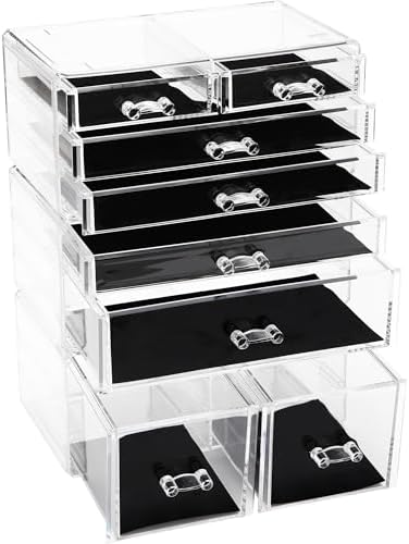 Sea Team 3-Tier Stackable Clear Acrylic Makeup Organizer with Drawers