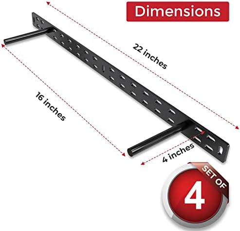 Hungsmart- 4 x 22 inch Heavy Duty Floating Shelf Bracket - Long Wall Shelves Support, Hidden Floating Shelf Hardware, Bl