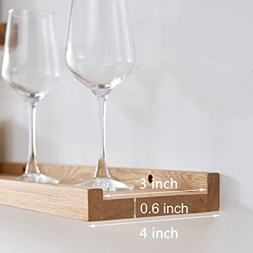 12x4-Inch Natural Solid Oak Wood Floating Shelf for Wall Decor