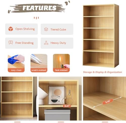 NELYE 2 Tier Open Shelf Bookcase, 11.81" x 9.53" x 21.26" in, White