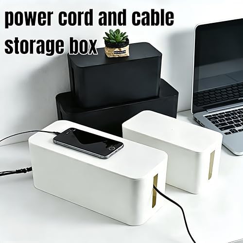 1 Large + 1 Small Cable Management Box Set – 2-Piece Cord Organizer Box, Home Office Desk Wire Storage & Cable Managemen