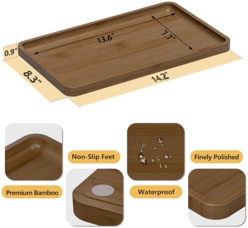 Weenson Bathroom Vanity Tray for Countertop Decor Perfume Makeup Toiletries Toilet Tank, Large Bamboo Kitchen Tray for S