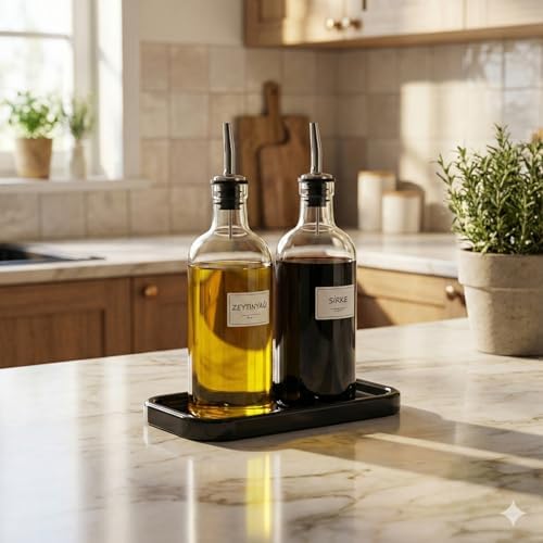 Rectangular Composite Granite Vanity Tray & Kitchen Organizer - Waterproof Stone Soap Dispenser Holder, 9.6" x 5.1 (Blac