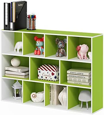 Furinno LUDER Book Shelf, 11-Cube Bookshelf, Reversible Bookcase, 9.4 x 29.1 x 41.7, Easy Assembly, for Living Room, Bed