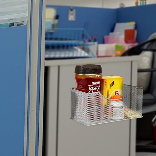Ybmhome Wire Mesh Magnetic Storage Basket, Trash Caddy, Container, Desk Tray, Office Supply Organizer Silver for Refrige