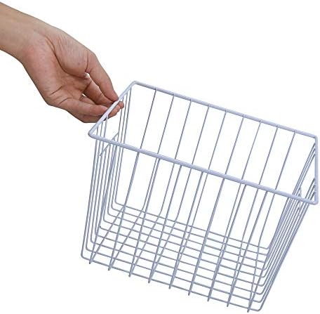 Freezer Baskets Storage Organizer, Refrigerator Metal Wire Basket bins, Household Bins with Built-in Handles for Kitchen