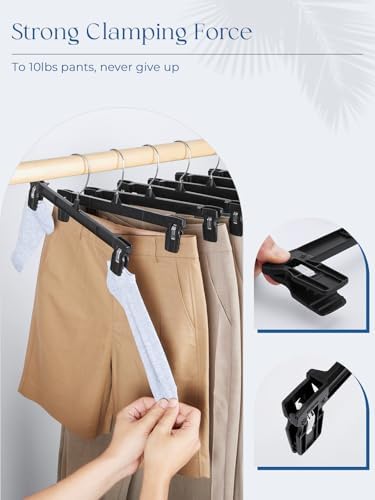 Smartor Black Pants Hangers 150 Pack, Skirt Hangers with Clips, 14 Inch