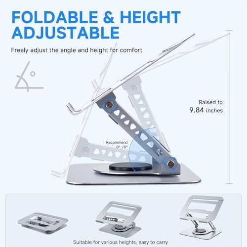 Leeboom 360° Rotating Laptop Stand, Aluminum Riser with Ergonomic Design