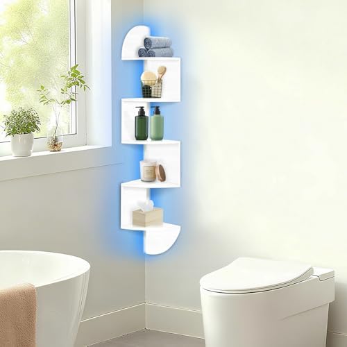 Corner Shelf Wall Mounted Corner Floating Shelves with Light