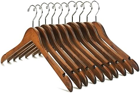 Nature Smile Wooden Coat Hangers Solid Wood Shirt Dress Clothes Hangers(10pcs Retro)