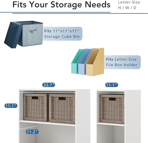 Homes: Inside + Out Apexa 2-Cube Storage Organizer Shelves, Stackable Wood Bookcase Fits Cubby Bins for Organization, Do