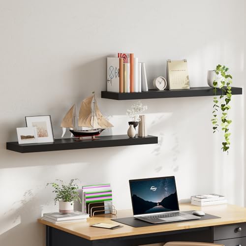 HOOBRO Floating Shelves for Wall, Wall Mounted Shelf Set of 2, 39.4" Hanging Shelf with Invisible Brackets, for Wall Dec