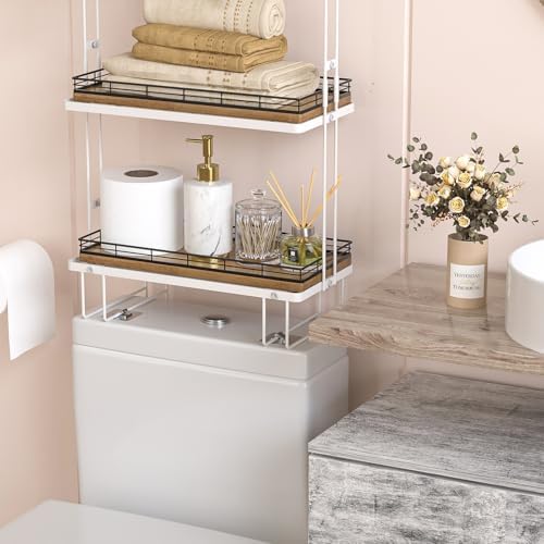 Bathroom Toilet Tank Tray, 13" Wood Toilet Paper Storage Basket Tray Back of Toilet Basket Organizer,Vanity Tray for Per