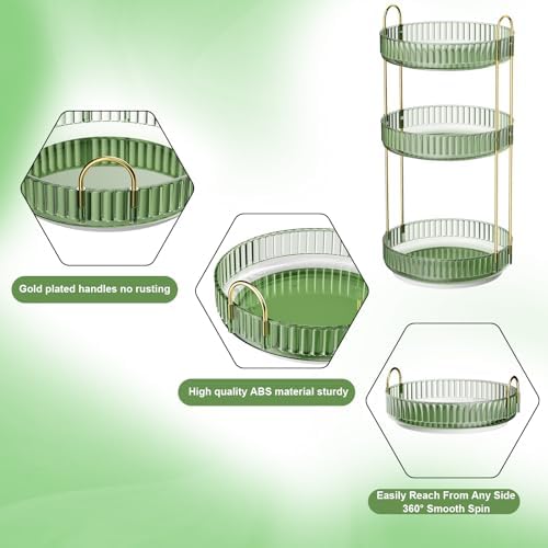 GTI 360°Rotating Makeup Organizer, 3 Tier Large Capacity Perfume Cosmetics Skincare Vanity Organizers,Bathroom Counter O