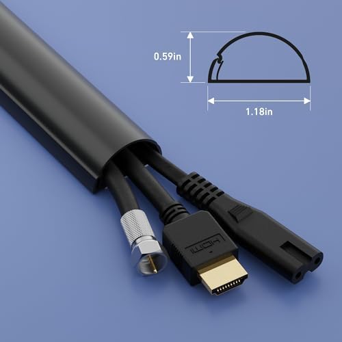 D-Line Half Round Cord Hider, Patented Cable Cover, Hide TV Wall Mount Wires, Raceway for Cords, Decorative Wire Covers,