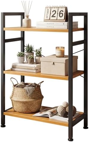 Sweetcrispy 3 Tier Bookshelf, Bookcase with Shelves, Wood