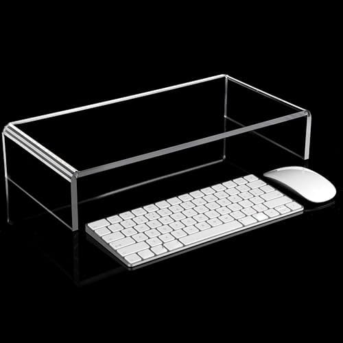 Jetec 2 Pcs Acrylic Monitor Stand Desktop Computer, Clear, 16 x 8 x 3 Inch