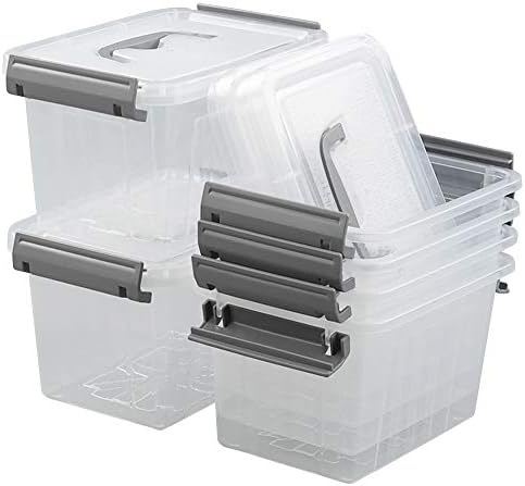 Pekky 3.5 Quart Clear Plastic Lided Storage Bins, Small Storage Box 6 Packs
