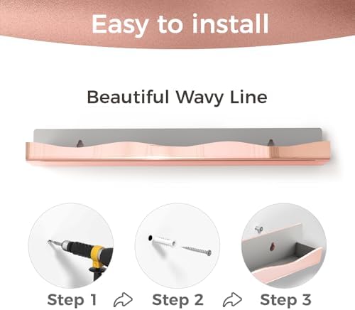 Wall-Mounted Nail Polish Organizer Rack - 15-Inch Rose Gold Mirror Finish Nail Polish Shelf, Makeup & Beauty Essentials 