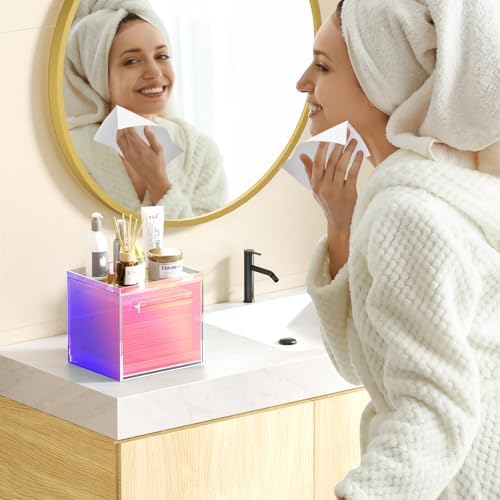 Acrylic Disposable Facial Towels Holder, Wall-Mounted, Rainbow